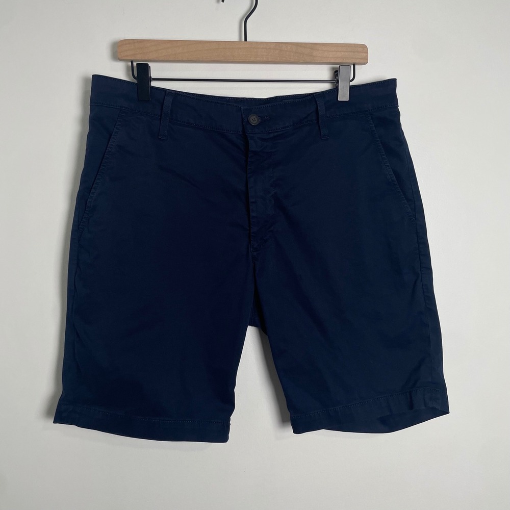 AG Adriano Goldschmied Wanderer Short Mens 35 Navy Blue Slim Chino Quiet Luxury